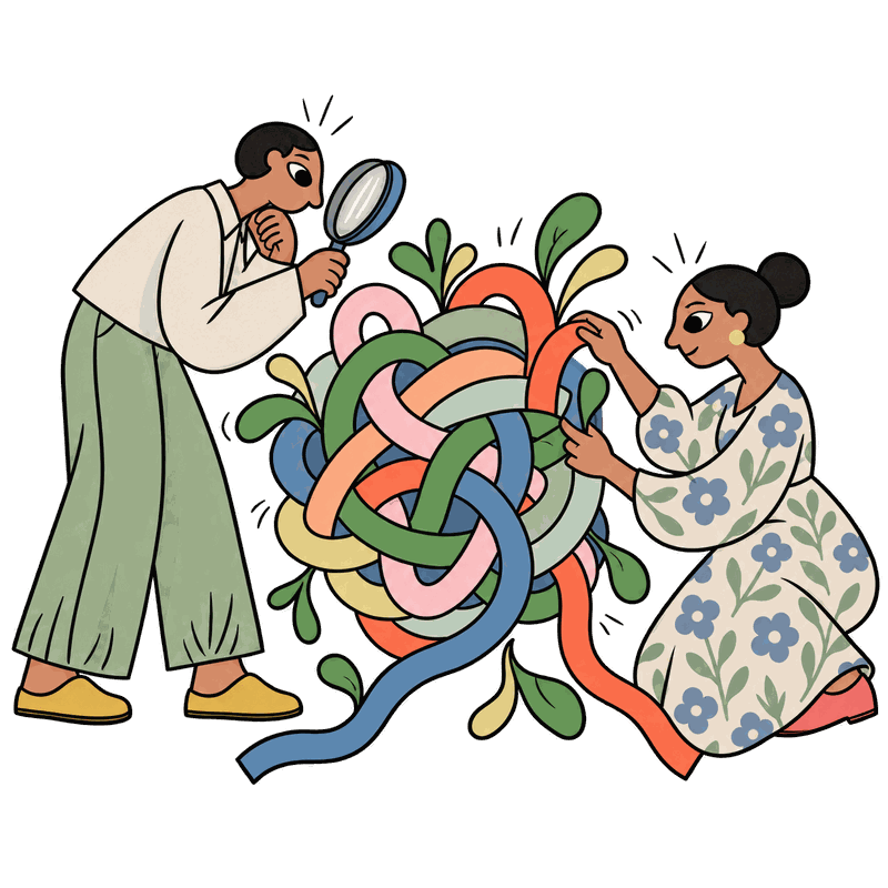 Ilustración: un nudo observado con una lupa