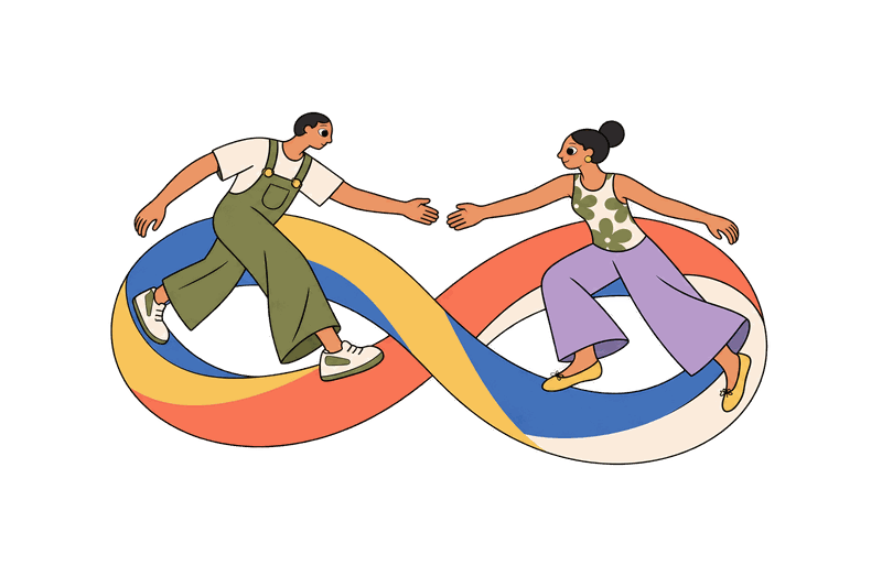 Ilustración: un recorrido en forma de infinito de colores